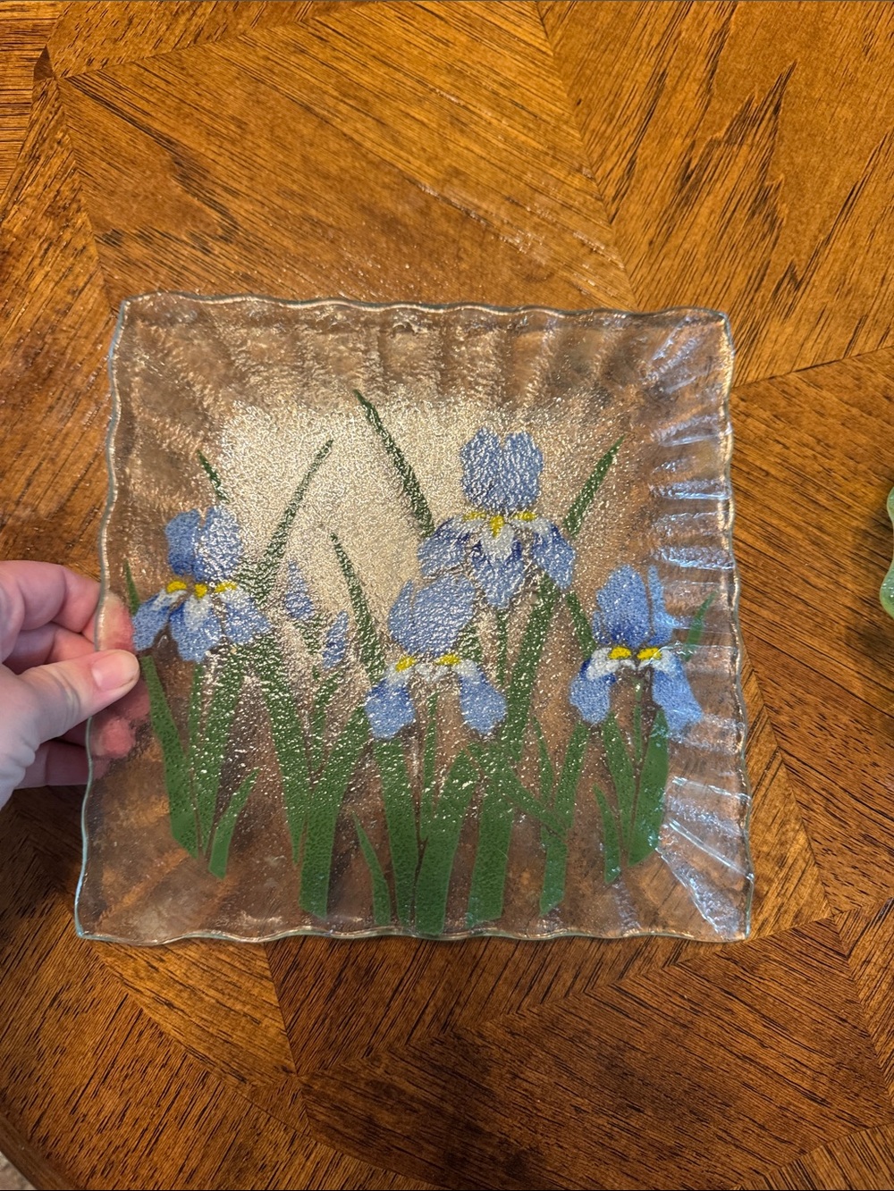 Handcrafted Floral Glass Pieces Set of 2 - Picture 4 of 5